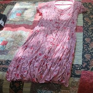 SHEIN Pink Floral Midi Dress